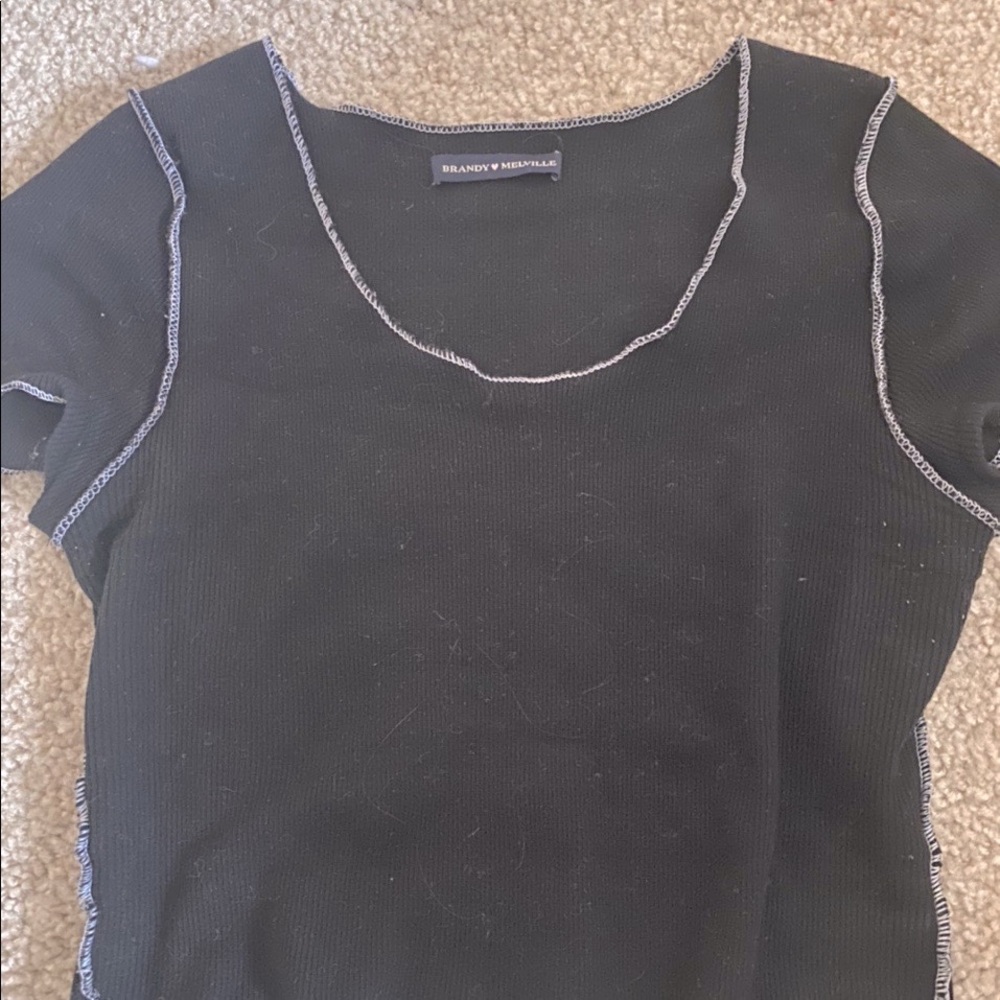 brandy melville black stitching top